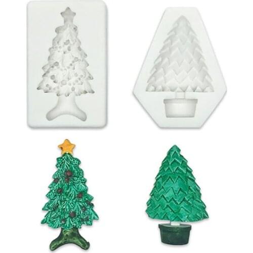 Christmas Cake Decoration Chocolate Baking Fondant Mold Diy Three-dimensional Christmas Tree Aroma Candle Silicone Mold