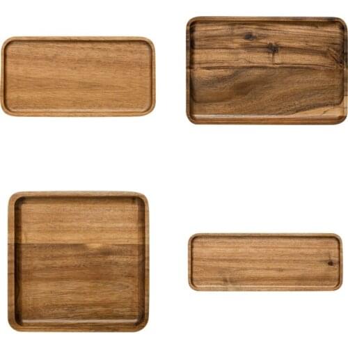 Serving Tray and Platter Solid Natural Wood for Food Holder/BBQ/Party Buffet, Avoid Sliding Spilling Food with Easy Carry