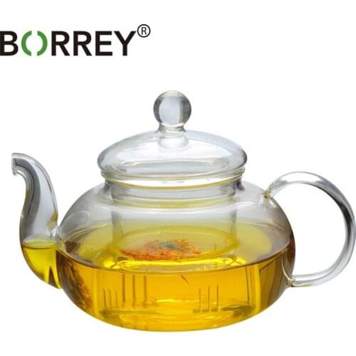 BORREY Heat-resistant Glass Teapot Double Wall Glass Teacup Clear Tea Pot Infuser Qolong Tea Kettle Tea Different Flavors