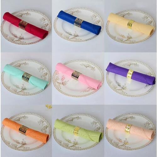 Mouth cloth napkins plain hotel restaurant Pure red white blue gold folded fabric Wedding 48cm Napkins Tableware Party Supplies