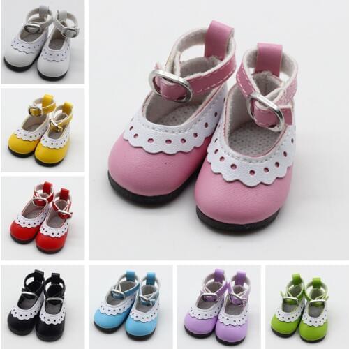 1 pair 5cm PU Leather Shoes For BJD Doll Fashion Mini Toy Lace Canvas Shoes 1/6 Doll for Russian Doll Accessories