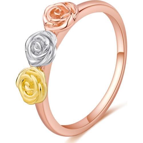 TRACYSWING Top Quality Flower Hollowing craft Copper Rose Gold Color Ring Fashion Jewelry Full Sizes Wholesale KCR173