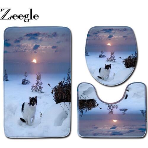 Zeegle Animal Pattern Mat For Bathroom Bath Rugs Set Absorbent Bathroom Floor Mats Toilet Mat Non-slip Carpet Bathroom Foot Pad