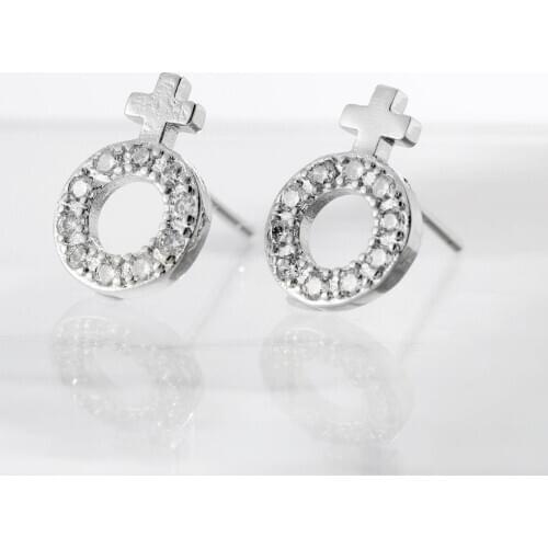 Womens Fashion Simple Circle Cross Stud Earrings Silver Plated Cocktail Party Womens Earrings Zircon Ear Jewelry Xmas Gifts