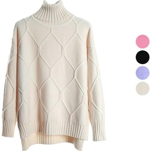2020 autumn and winter new womens pullover sweater thickened warmth fashion large size knitted wool sweater jumper high collar
