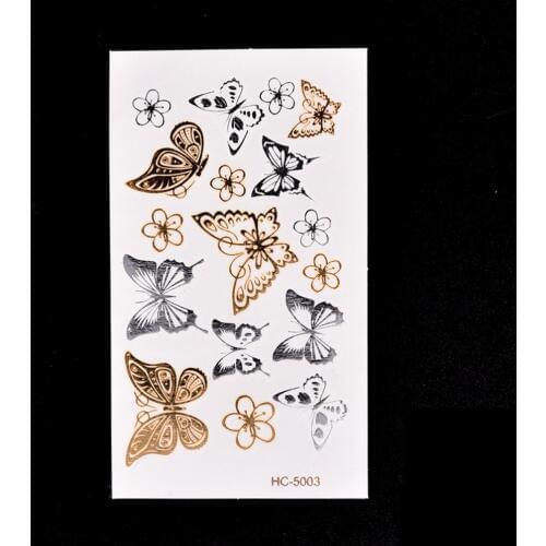 Gold Butterfly 3d Temporary Tattoo Body Art Flash Tattoo Stickers 11*6cm Waterproof Tatoo Home Decor Wall Sticker