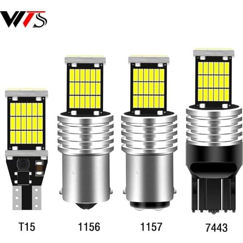 10PCS Car Reverse Lights Led T15 BA15S P21W 1157 BAY15D P21x5W T20 7443 Stop Brake Lamps Auto Turn Signal Bulbs Yellow White Red