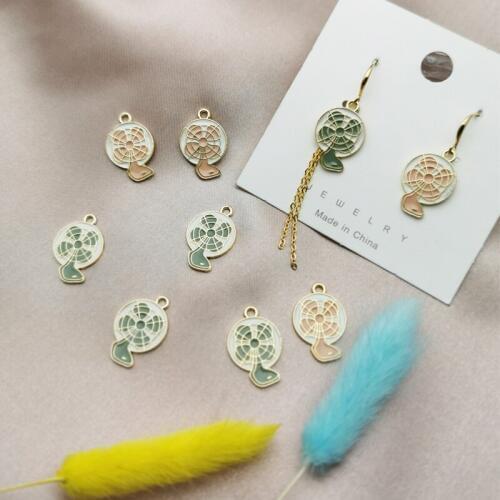 10pcs Cute Desktop Fan Enamel Charms Pendant Small Home Appliances Alloy Charms Fit Bracelet Earring Jewelry DIY Accessory YZ853