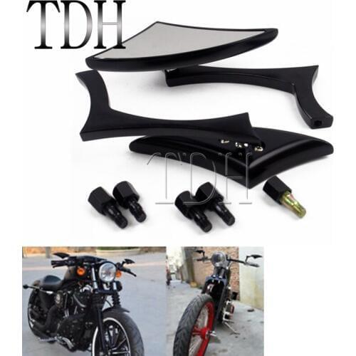 2 X Universal Blade Motorcycle Rearview Side Mirrors 8mm 10mm For Honda Yamaha Kawasaki Suzuki Boulevard C109R Cruiser Chopper