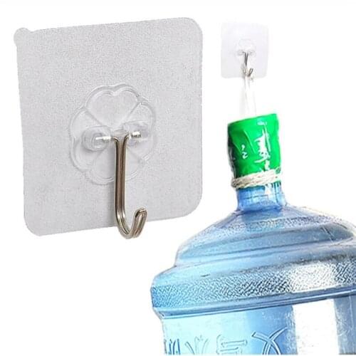20Pcs Transparent Wall Hooks Waterproof Oilproof Self Adhesive Hooks Reusable Seamless Hanging Hook For Kitchen Bathroom Office