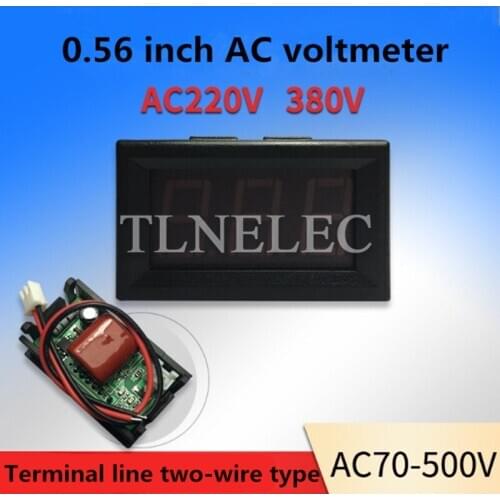 0.56 Inch AC Voltmeter AC70-500V Two-wire Three-digit Digital Display 220 380V Inverter Electric Vehicle