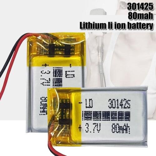 301425 3.7V 80mAH polymer lithium battery for GPS,mp3,mp4,mp5,dvd,bluetooth,model toy mobile bluetooth