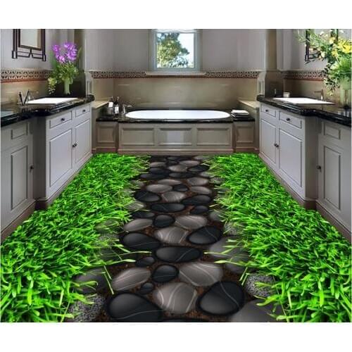 3d customized wallpaper Home Decoration 3d pvc wallpaper 3D path grass floor wallpaper for bathroom waterproof