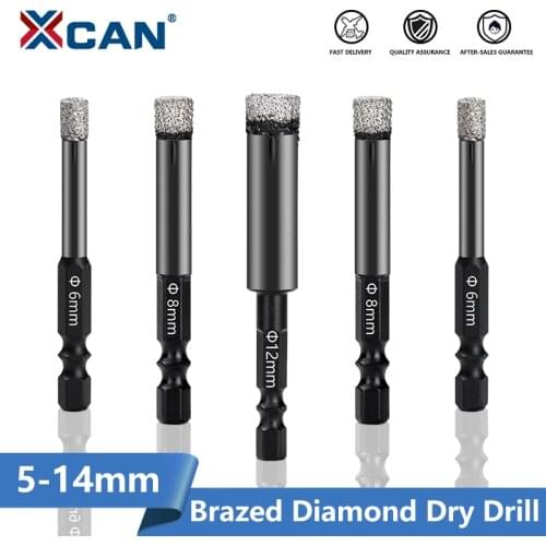 XCAN Diamond Drill Bit 5-14mm Vaccum Brazed Diamond Dry Drill Hex Shank Granite Marble Ceramic Tile Hole Saw Cutter