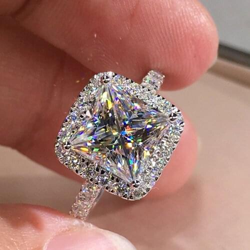 CAOSHI Classic Shape Wedding Finder Ring Shiny Princess Square CZ Jewelry Aesthetic Engagement Rings Modern Female Accessories