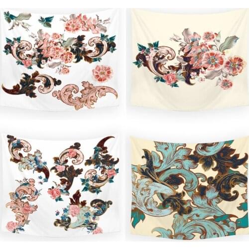 European and American carved flowers wall hanging dorm room decor gothic decor tye dye tapestry kawaii room decor pink Hippie