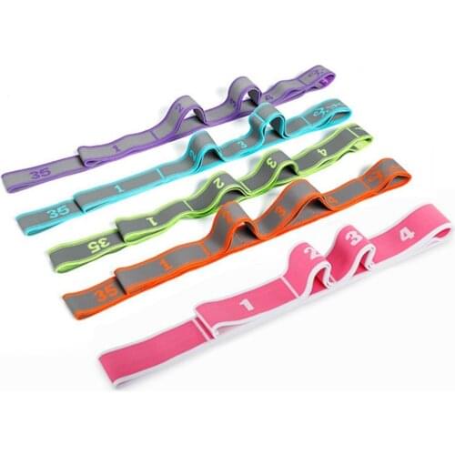 Yoga Pull Strap Fitness Stretching Band Resistance Loop Pink_8 Loops