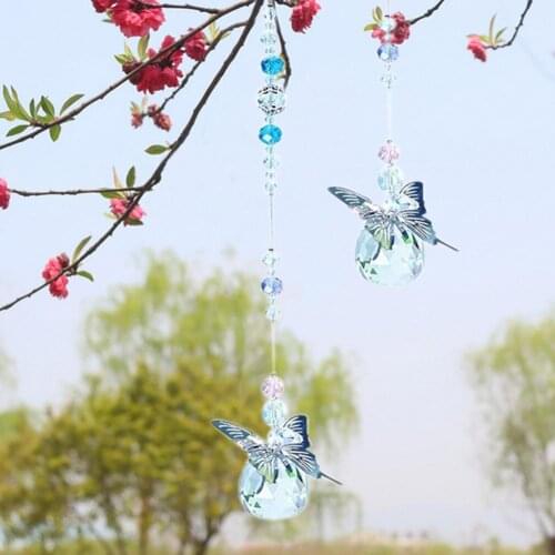 Butterfly Crystal Ball Decorative Metal Hanging Suncatcher Indoor Outdoor Perfect Sun Catchers And Christmas Hanging Suncatcher