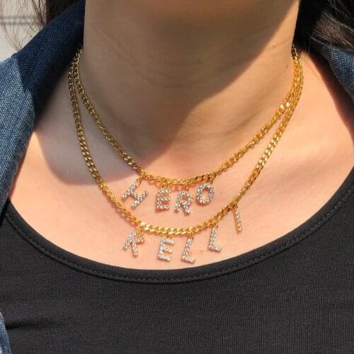 Custom Necklace For Women Zircon Necklaces Collier Stainless Steel Customized Nameplate Couple Boho Jewelry Gift