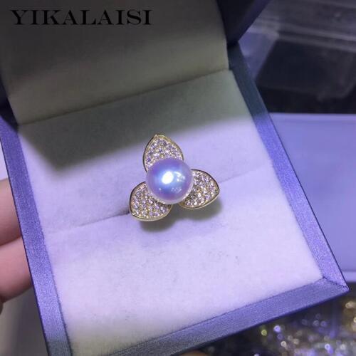 YIKALAISI 925 Sterling Silver Jewelry Oblate Pearl Rings 2020 Fine Natural Pearl jewelry 8-9mm Rings For Women wholesale