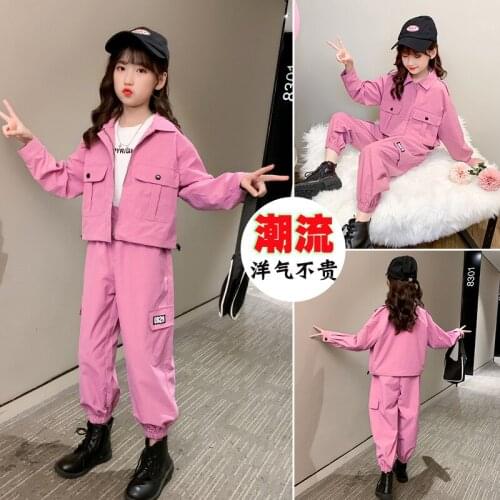 Girls Clothes Coat + Pants Sets 2021 Pink Spring Autumn Kids Teenagers Outfits Children Clothing Kids Sets Jogging Suit