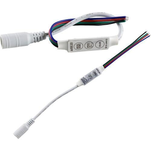 12V LED RGB Controler DC12-24V 3CH Mini 3 Key RGB LED Strip Controller With white DC Female Plug for 5050 3528 RGB LED Strip