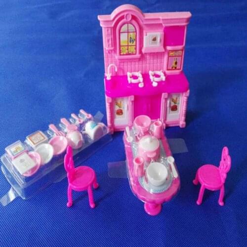 Mini Kitchen Furniture Dining Table Kitchenware Cabinet for Doll Toys
