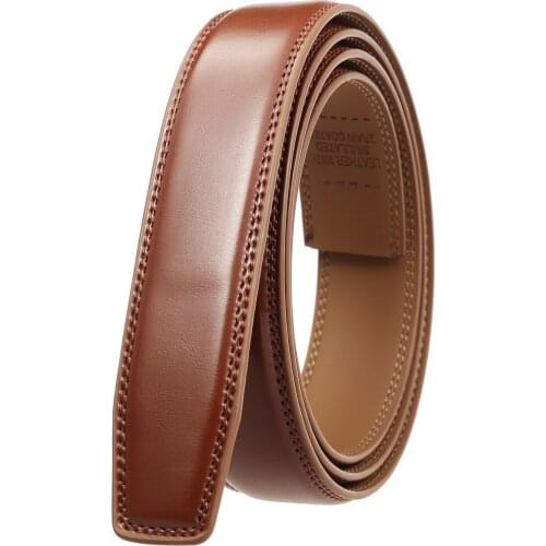 3.1CM Men Leather Belt Luxury No Buckle Belt Brand Belt Men High Quality Male Genuine Real Leather Strap ForJeans Mens Belt