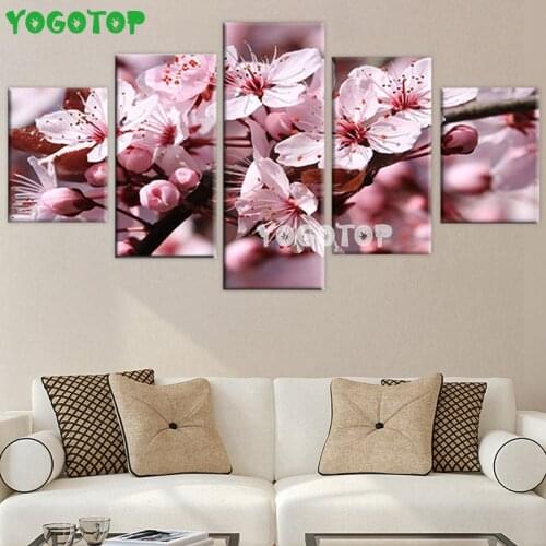 5 Pieces Peach Cherry Blossoms Landscape diy diamond painting cross-stitch Full Drill Mosaic diamond embroidery Wall Art ML1576