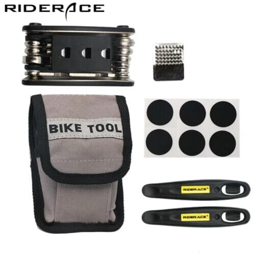 Bicycle Repair Tool Kit 16 in 1 Multifunction Mountain Bike Fix Tools with Portable Bag Tire Lever Road Cycling Repair Tool Set