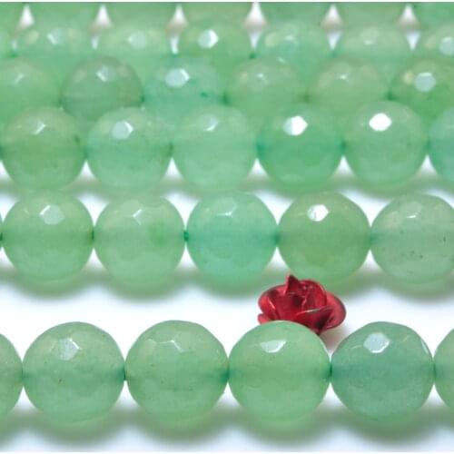 Natural Green Aventurine Faceted Round Beads Loose Gemstones Wholesale Jewelry Making Stuff Semi Precious Stone