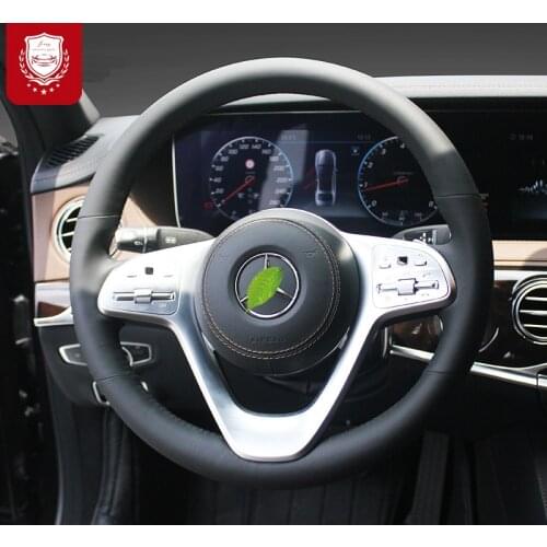 Non-slip Steering wheel cover for Mercedes-Benz C200 GLC CLA 220 GLE 450 Calfskin Calfskin Genuine Leather Cover car accessories