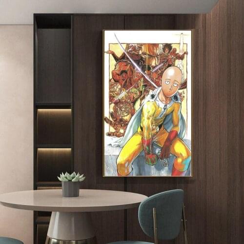 One Punch Man Digital Illustration Anime Picture Poster Canvas Art Prints,50 x 70 cm,No Frame