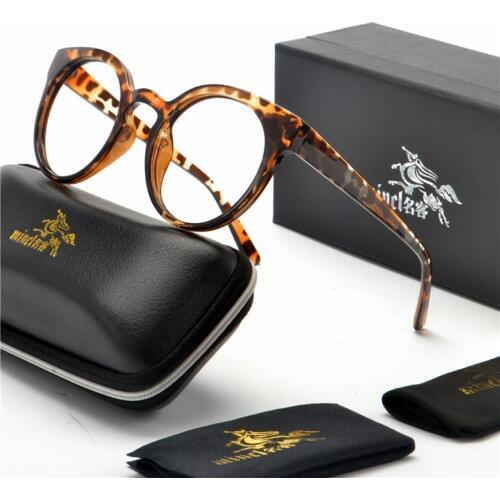 Sexy leopard glasses frame round Clear Lens female grade glasses transparent computer eye glasses frames for women 2019 NX