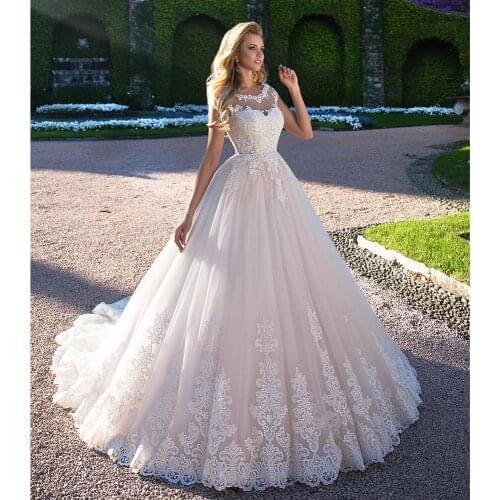 Romantic Lace Ball Gown Wedding Dress 2021 Beading Appliques Bridal Plus Size Bride Gowns Buy China Direct Vestido De Noiva