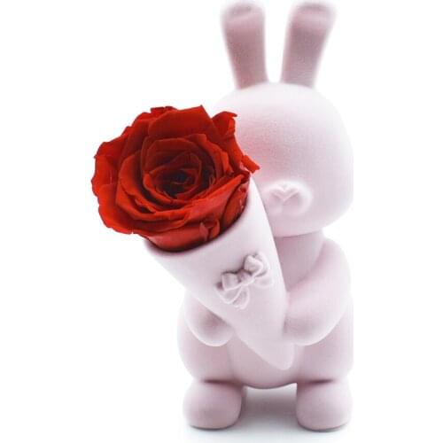 Rose Rabbit Red Forever Flower Art Craft Gift Wedding Anniversary Flower 2021 New Year Gift