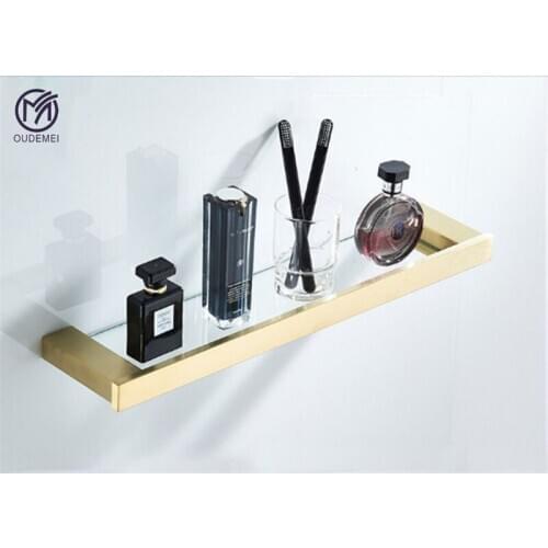 Bathroom Glass Shelf Gold Corner Shelf Caddy Space Stainless steel Corner Shelf Shower Storage Wall Holder Shampoo Holder