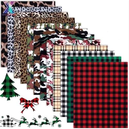 XINFANGXIU HTV 12 Sheets 25x30.5cm Heat Transfer Vinyl Christmas Pattern Buffalo Plaid Pu Htv Heat Transfer Vinyl for Tshirt DIY