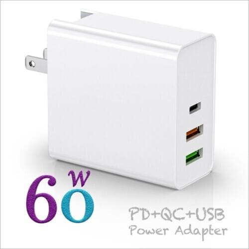 Multi-port 60W USB C Charger Type-c PD 30W+QC3.0 18W+USB 12W Fast Charger For Huawei iPad Pro iPhone 11/x Samsung s9/s10/note9