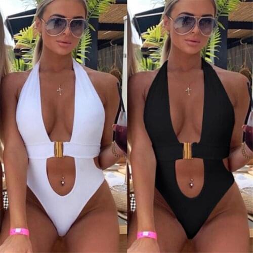 Swimwear Women 2021 Women Sexy Deep V-neck Swimsuit Stylish Backless Bathing Suit for Ladies Female Beachwear Women Swimsuit