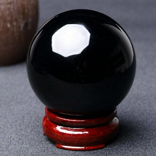 100mm large natural obsidian stone ball quartz crystal ball healing belt bracket