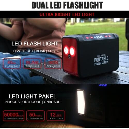 110V 220V Portable Power Station For Outdoor Camping 80W Solar Power Generator With AC DC USB Battery Charger For Home