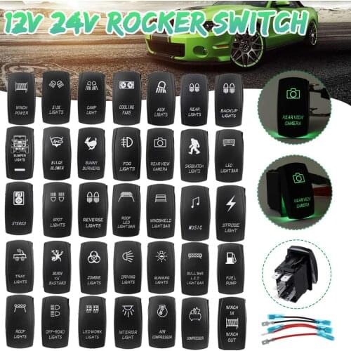 12V 24V Car RV Bus Boat Caravan Rocker Switches Waterproof Rocker Switch Dual Red LED Light Bar SPST ON-OFF