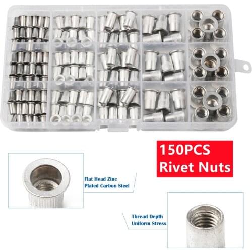 150Pcs M3 M4 M5 M6 M8 Aluminum Rivet Nuts Flat Head Threaded Rivet Insert Nutsert Cap Rivet Nut Set