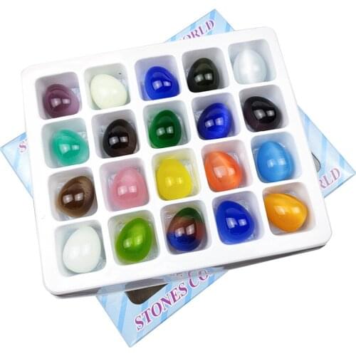 20pcs/lot 22x18mm Cat Eye Stone Egg Massager Mix Color Crystal Stone Beads For Women Beauty Care Fashion Health