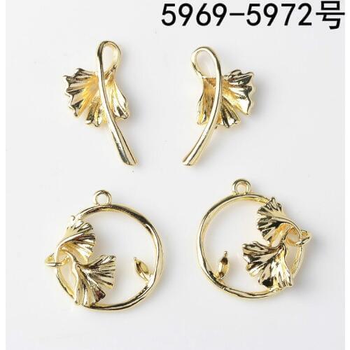 50pcs Gold Color Alloy Material Leaf Branch Charm Circle Branch pendant For Earring DIY Wedding Handmade Jewelry Making