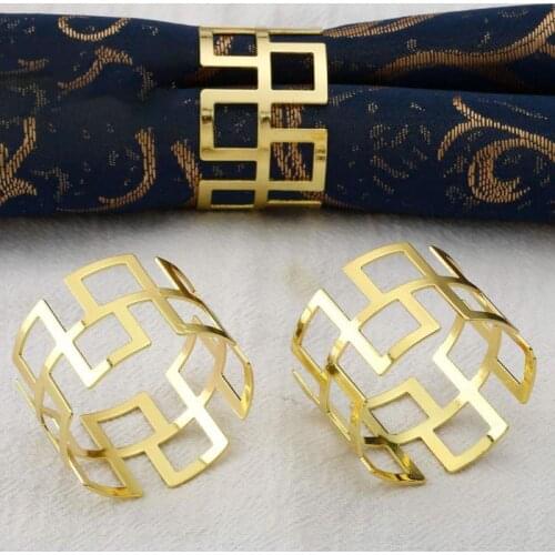 6PC Napkin Rings Hotel Western Restaurant Golden Hollow Words Silver Gold-plated Great Wall Napkin Button Cloth Ring Napkin Ring