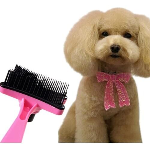 Pet Hair Removal Brush Dog Accessories Cat Hair Grooming Slicker Brush Gilling Cleaning Tools Profissional Pet Comb With Button