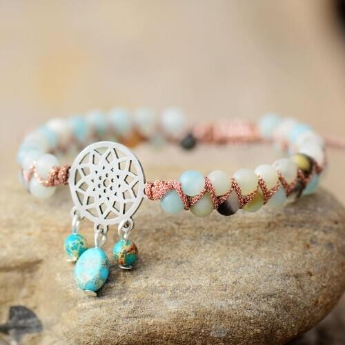 Brilliant Spiritual Wrap Bracelets Amazonite Braided Friendship Wristaband Macrame Bangles Cham Bracelet Handmade Jewelry