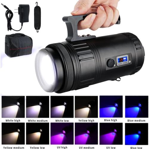 BORUiT 30W Super Bright Searchlight LED Rechargeable Work Light Portable Spotlight Outdoor Emergency Fishing Zoom Flashlight